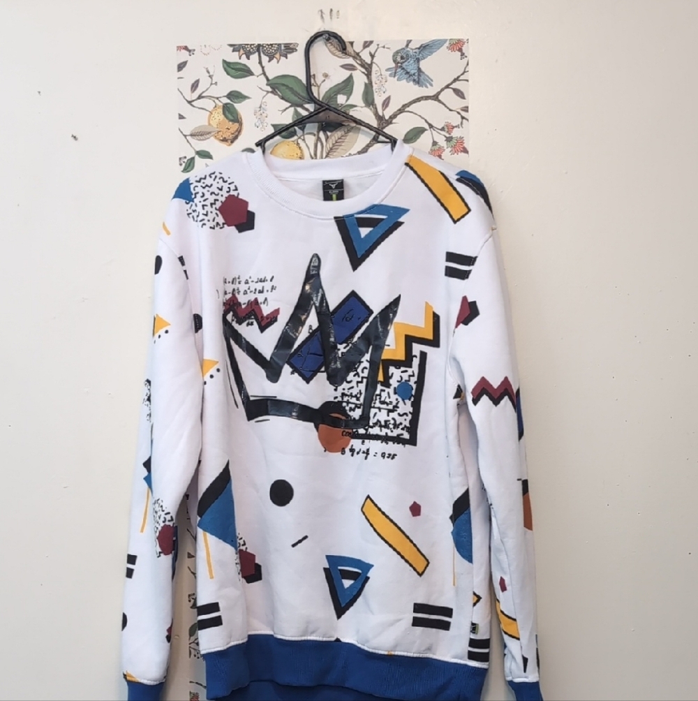 Screenshot White Sweatshirt with Blue and Black Graphic